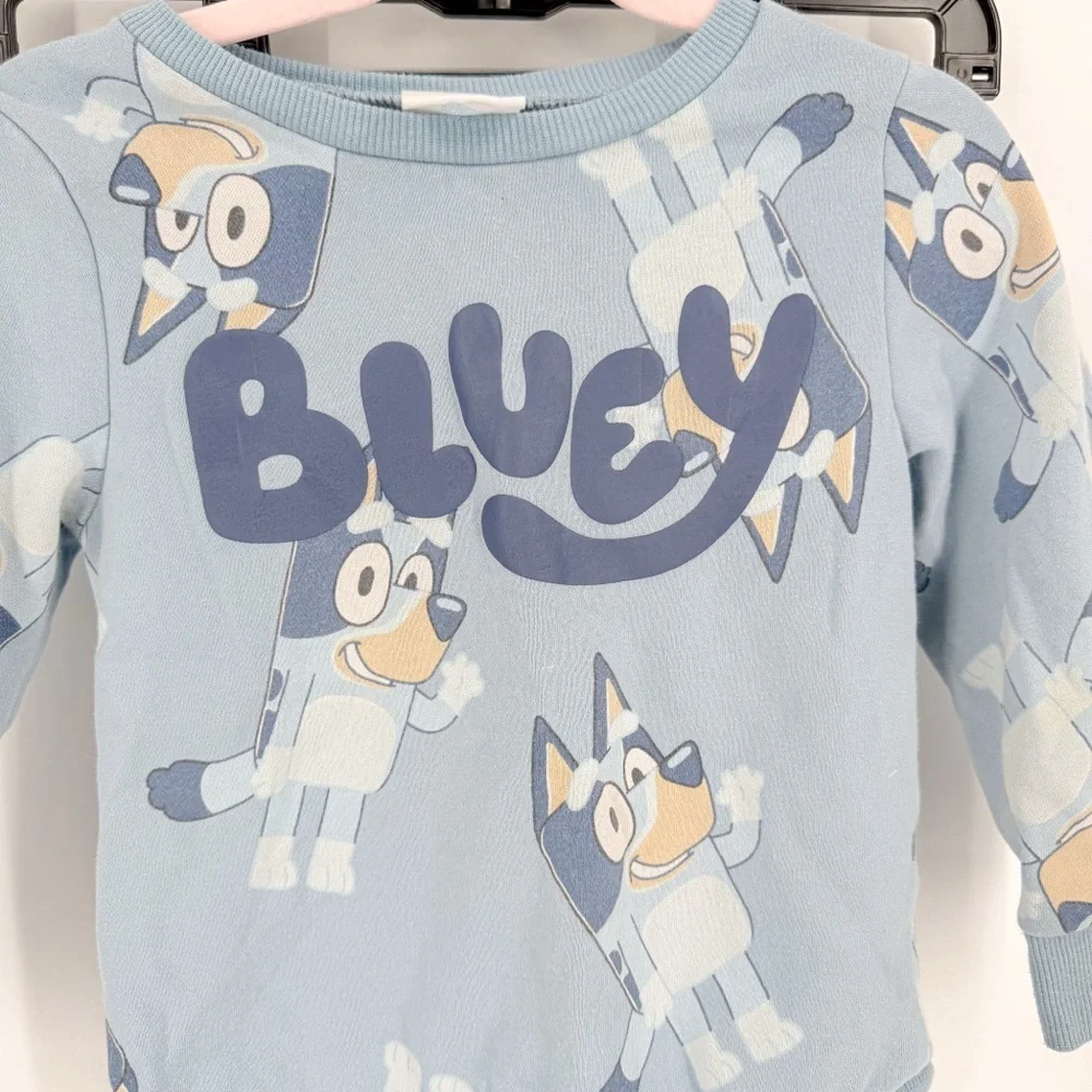 Bluey Kids Set - Light Blue Cartoon Print